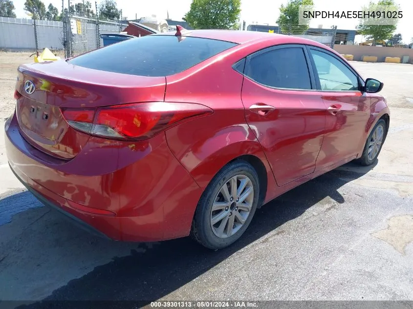 2014 Hyundai Elantra Se VIN: 5NPDH4AE5EH491025 Lot: 39301313