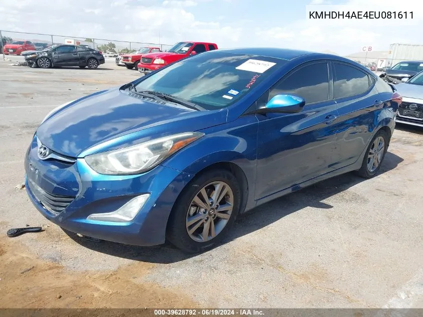 2014 Hyundai Elantra Se VIN: KMHDH4AE4EU081611 Lot: 39628792