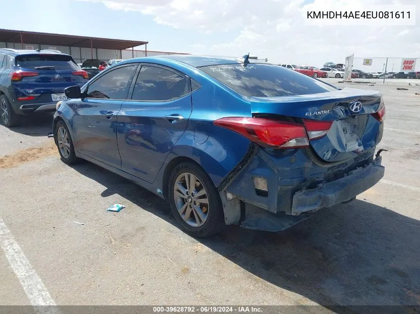 2014 Hyundai Elantra Se VIN: KMHDH4AE4EU081611 Lot: 39628792