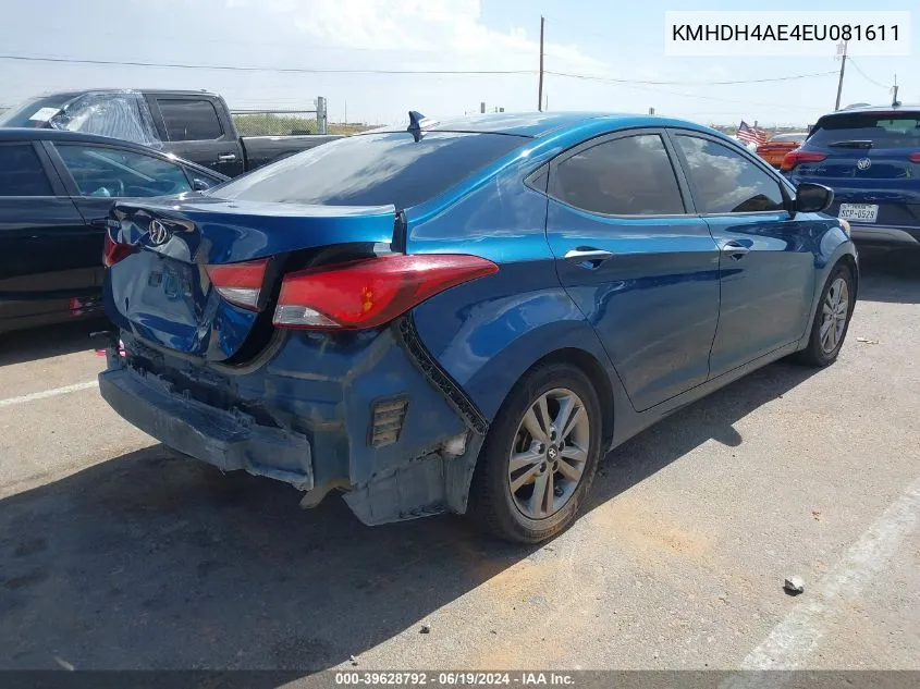 2014 Hyundai Elantra Se VIN: KMHDH4AE4EU081611 Lot: 39628792