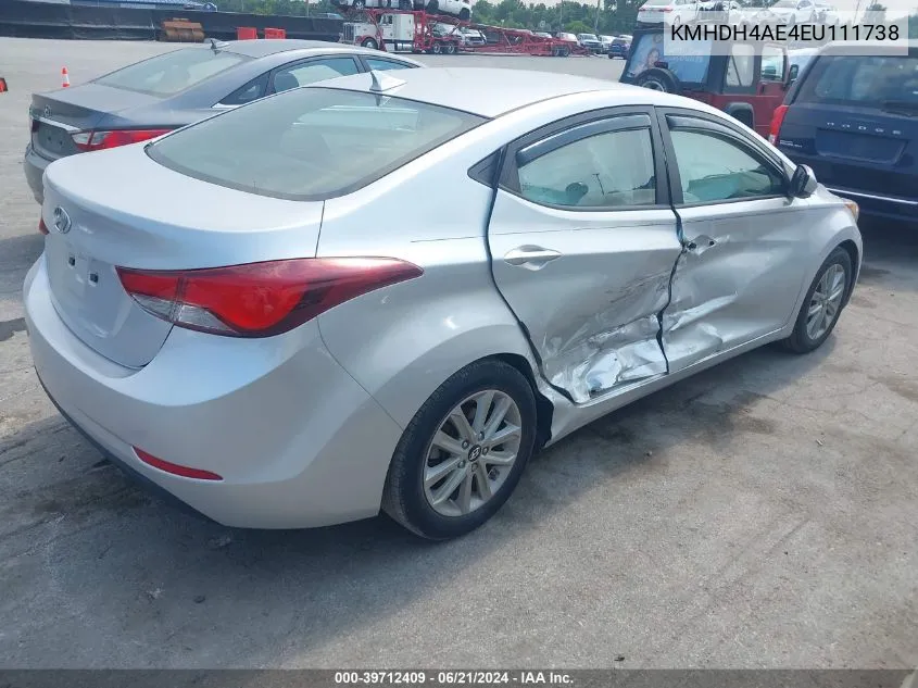 2014 Hyundai Elantra Se VIN: KMHDH4AE4EU111738 Lot: 39712409