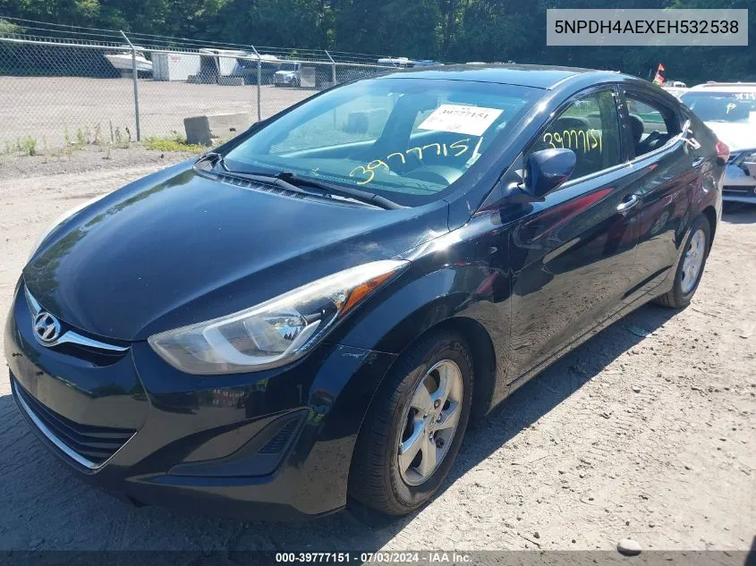 2014 Hyundai Elantra Se VIN: 5NPDH4AEXEH532538 Lot: 39777151