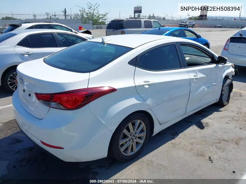 2014 Hyundai Elantra Se VIN: 5NPDH4AE2EH508394 Lot: 39820043