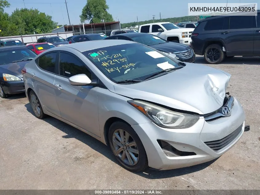 2014 Hyundai Elantra Se VIN: KMHDH4AE9EU043095 Lot: 39893454