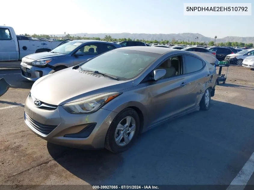 5NPDH4AE2EH510792 2014 Hyundai Elantra Se