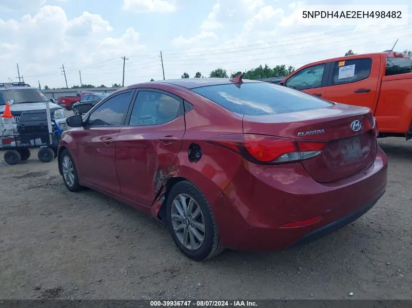 2014 Hyundai Elantra Se VIN: 5NPDH4AE2EH498482 Lot: 39936747