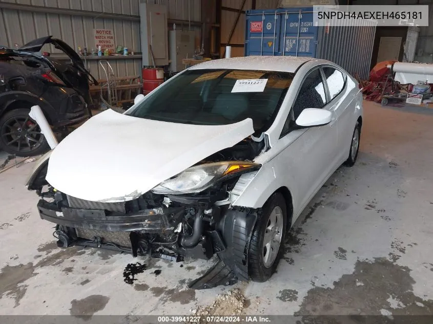 2014 Hyundai Elantra Se VIN: 5NPDH4AEXEH465181 Lot: 39941227