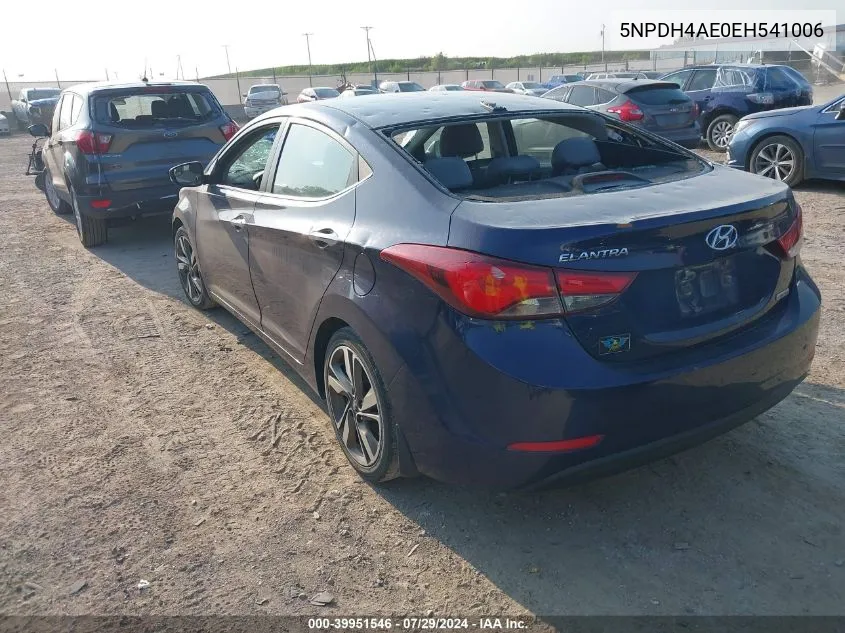 2014 Hyundai Elantra Limited VIN: 5NPDH4AE0EH541006 Lot: 39951546