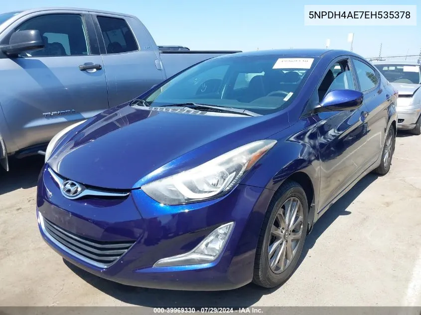 2014 Hyundai Elantra Se VIN: 5NPDH4AE7EH535378 Lot: 39969330