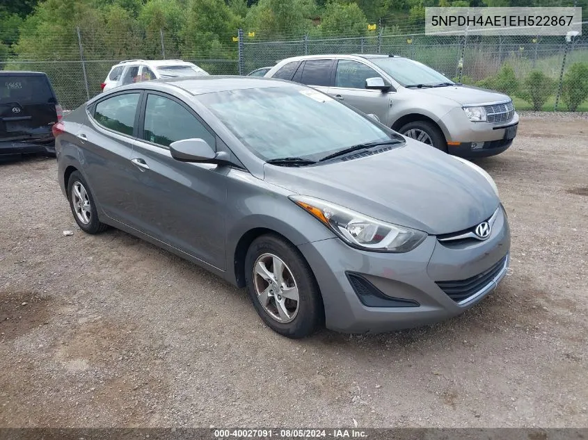 2014 Hyundai Elantra Se VIN: 5NPDH4AE1EH522867 Lot: 40027091