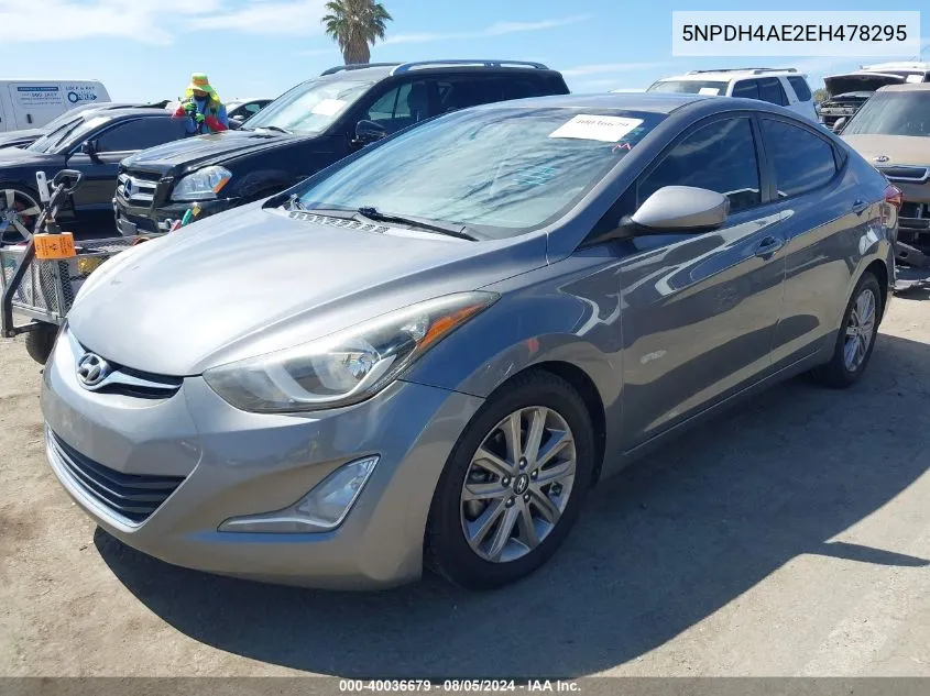 2014 Hyundai Elantra Se VIN: 5NPDH4AE2EH478295 Lot: 40036679