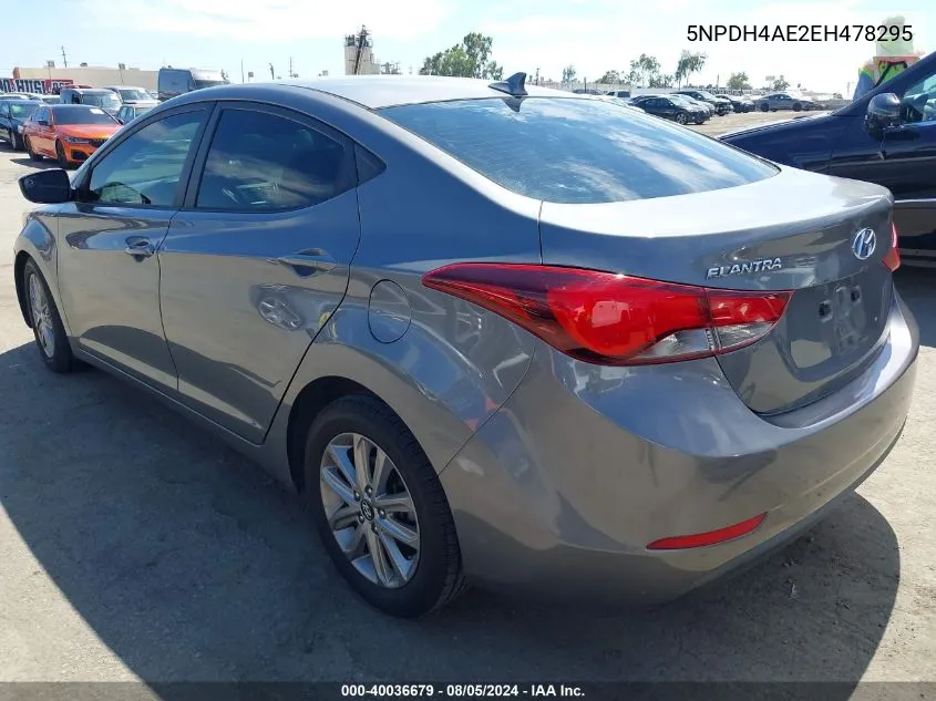 2014 Hyundai Elantra Se VIN: 5NPDH4AE2EH478295 Lot: 40036679