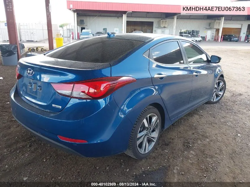 2014 Hyundai Elantra Limited VIN: KMHDH4AE7EU067363 Lot: 40102989