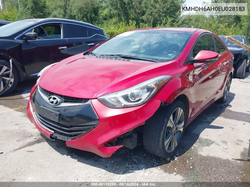 2014 Hyundai Elantra VIN: KMHDH6AH0EU028183 Lot: 40110289