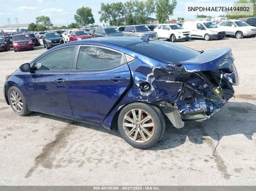 5NPDH4AE7EH494802 2014 Hyundai Elantra Se