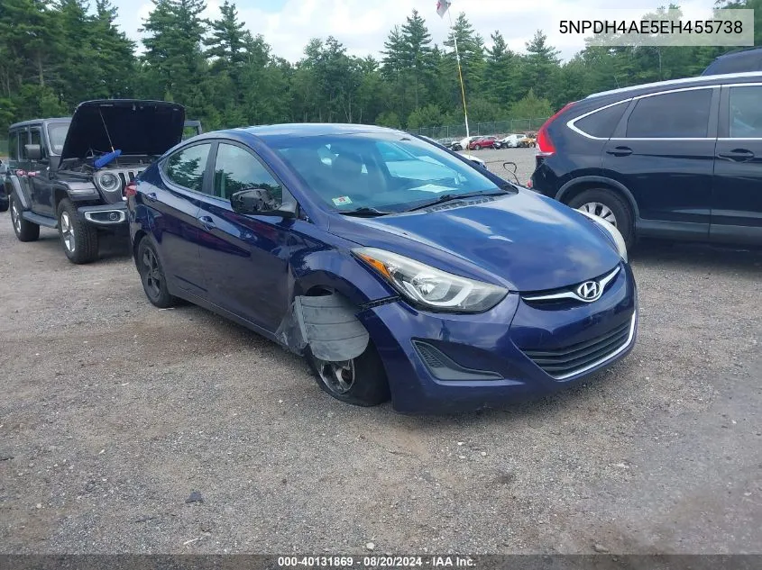 2014 Hyundai Elantra Se VIN: 5NPDH4AE5EH455738 Lot: 40131869