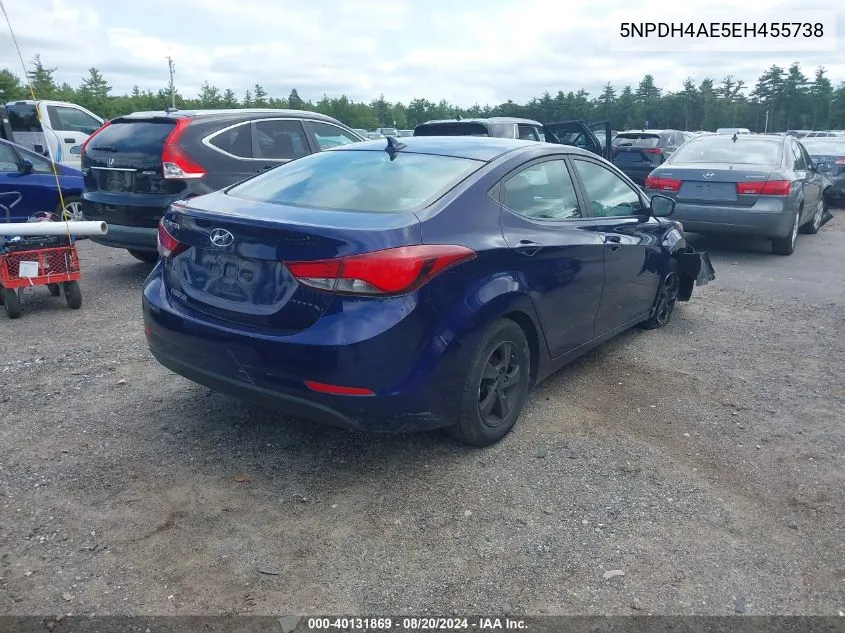 2014 Hyundai Elantra Se VIN: 5NPDH4AE5EH455738 Lot: 40131869