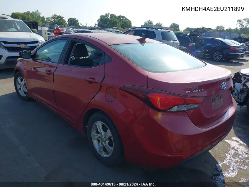 2014 Hyundai Elantra Se/Sport/Limited VIN: KMHDH4AE2EU211899 Lot: 40149615