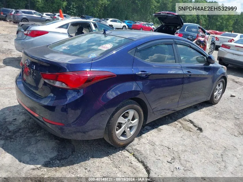 2014 Hyundai Elantra Se VIN: 5NPDH4AE2EH532999 Lot: 40149821