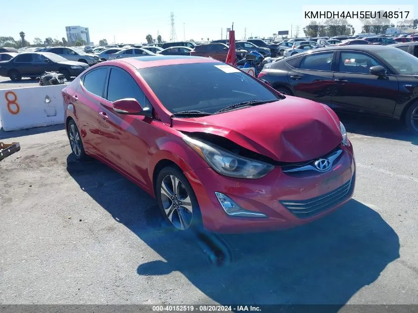 2014 Hyundai Elantra Se/Sport/Limited VIN: KMHDH4AH5EU148517 Lot: 40152519