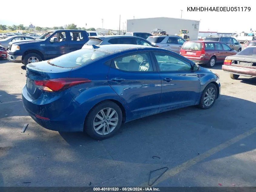 2014 Hyundai Elantra Se VIN: KMHDH4AE0EU051179 Lot: 40181520