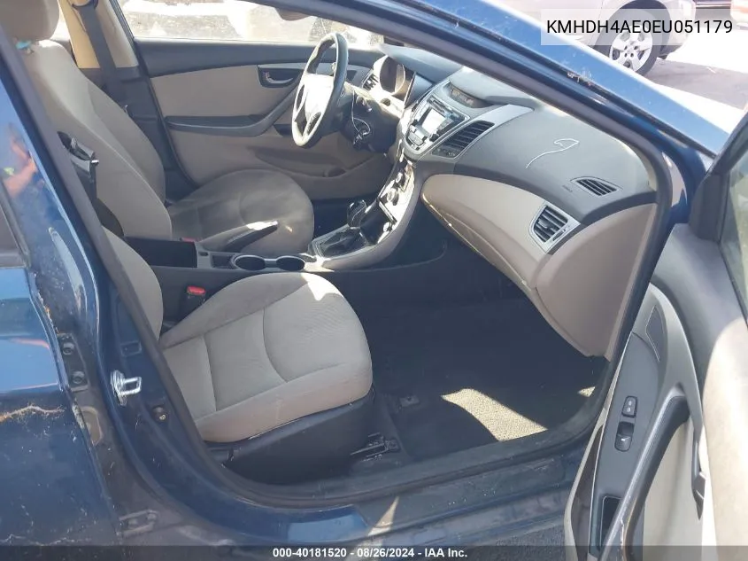 KMHDH4AE0EU051179 2014 Hyundai Elantra Se