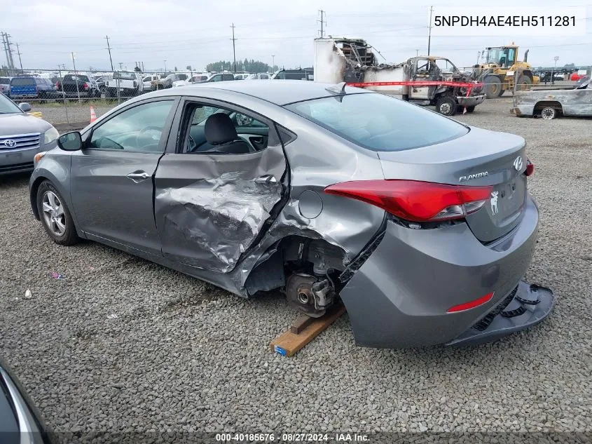 2014 Hyundai Elantra Se VIN: 5NPDH4AE4EH511281 Lot: 40185676