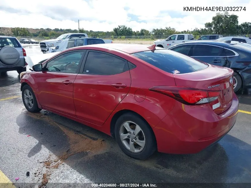 KMHDH4AE9EU032274 2014 Hyundai Elantra Se