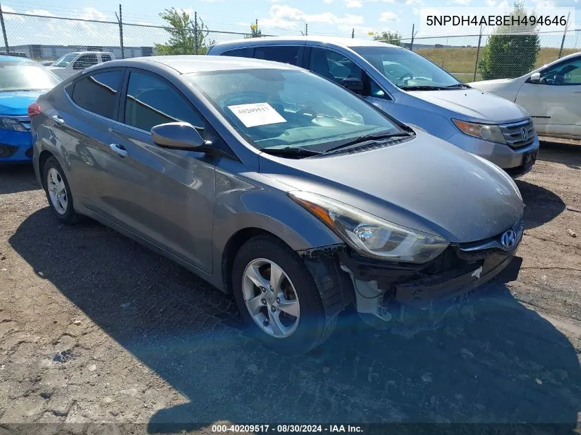 2014 Hyundai Elantra Se VIN: 5NPDH4AE8EH494646 Lot: 40209517