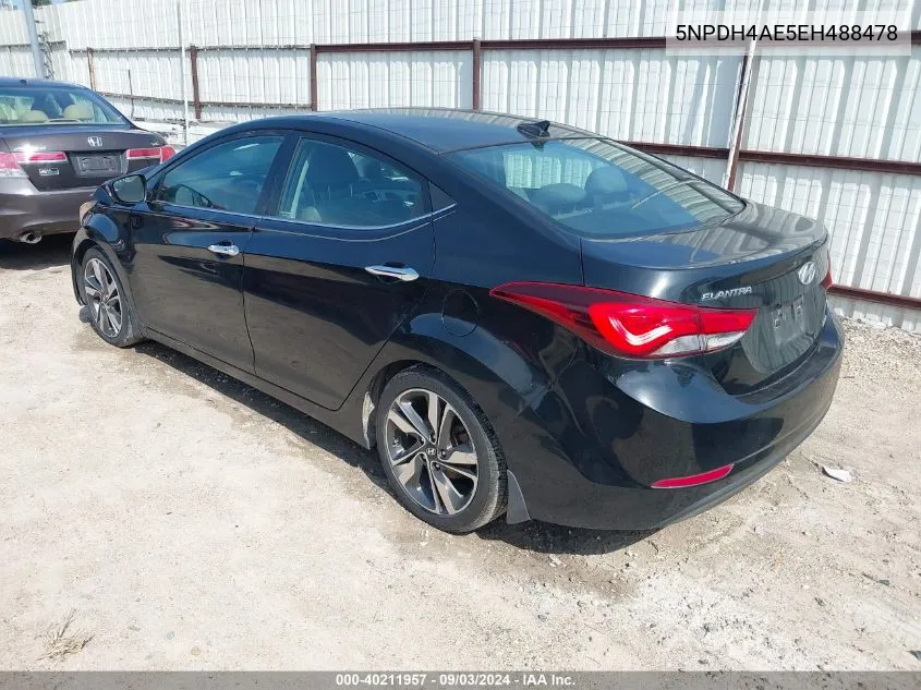 2014 Hyundai Elantra Limited VIN: 5NPDH4AE5EH488478 Lot: 40211957