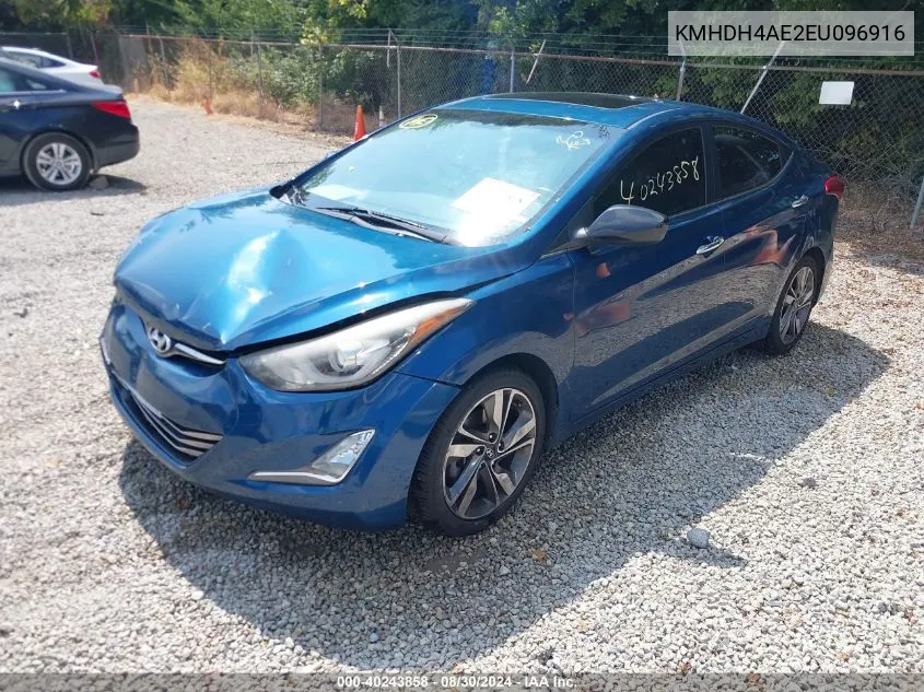 2014 Hyundai Elantra Limited VIN: KMHDH4AE2EU096916 Lot: 40243858