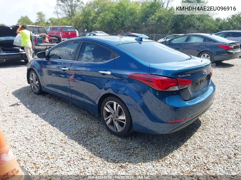 2014 Hyundai Elantra Limited VIN: KMHDH4AE2EU096916 Lot: 40243858