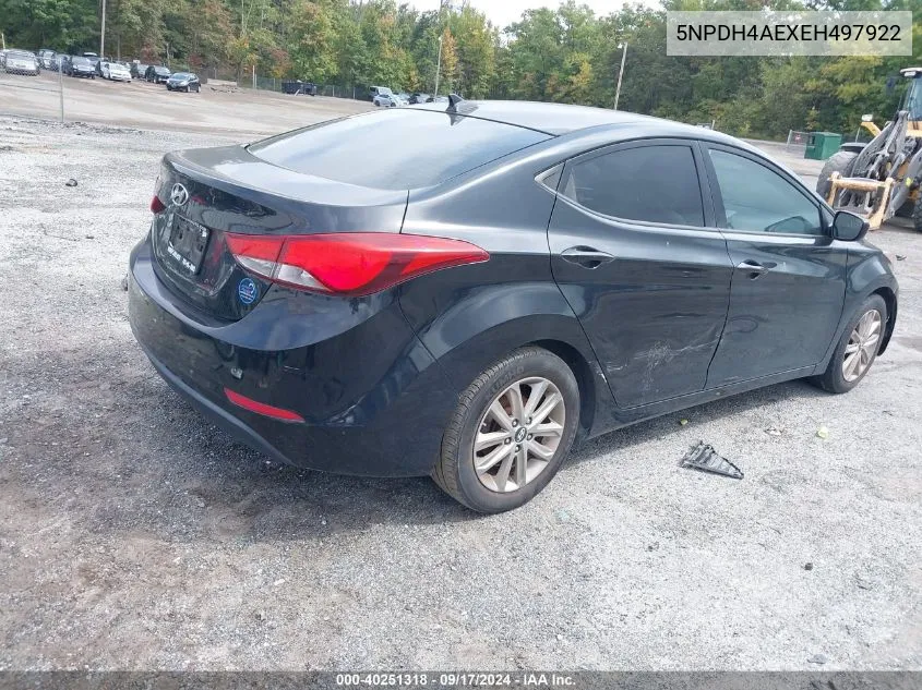 2014 Hyundai Elantra Se VIN: 5NPDH4AEXEH497922 Lot: 40251318