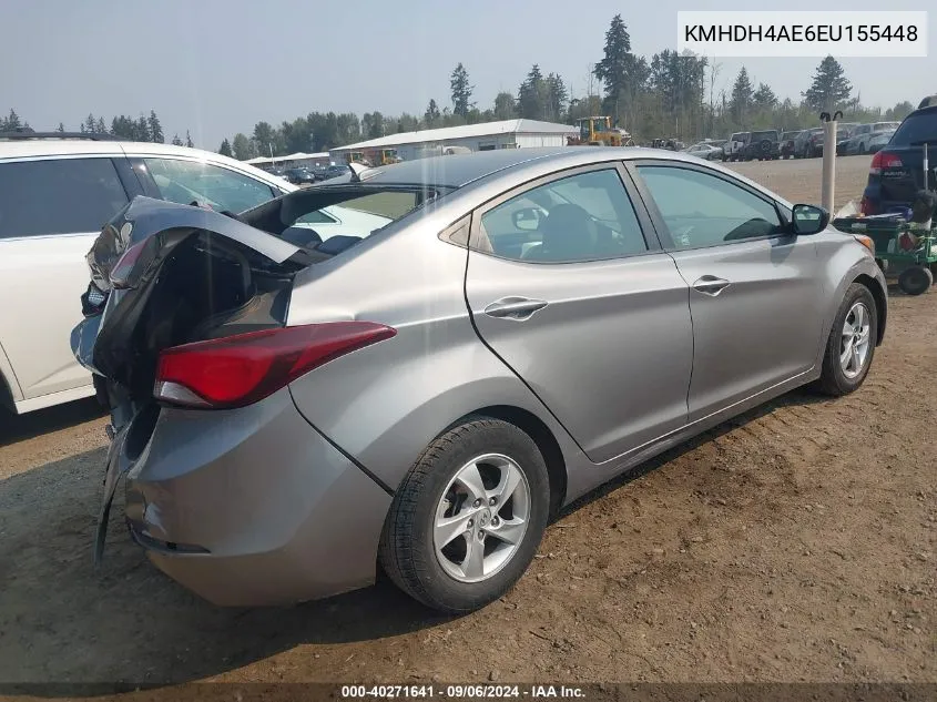 2014 Hyundai Elantra Se VIN: KMHDH4AE6EU155448 Lot: 40271641