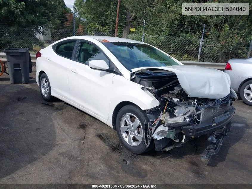 5NPDH4AE3EH524040 2014 Hyundai Elantra Se