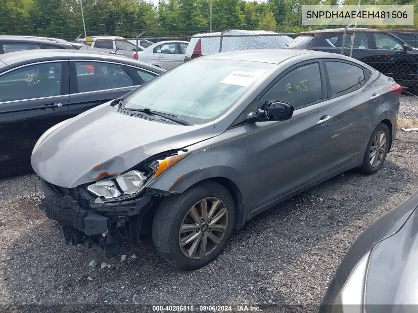 2014 Hyundai Elantra Se VIN: 5NPDH4AE4EH481506 Lot: 40286815