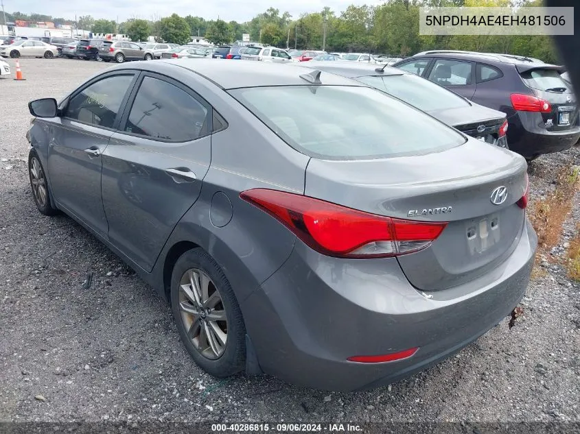 2014 Hyundai Elantra Se VIN: 5NPDH4AE4EH481506 Lot: 40286815