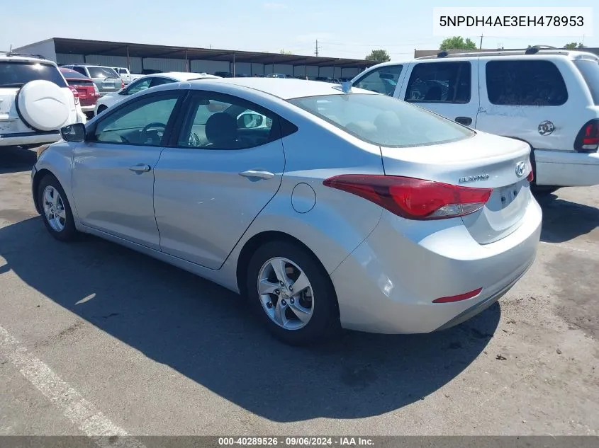 5NPDH4AE3EH478953 2014 Hyundai Elantra Se