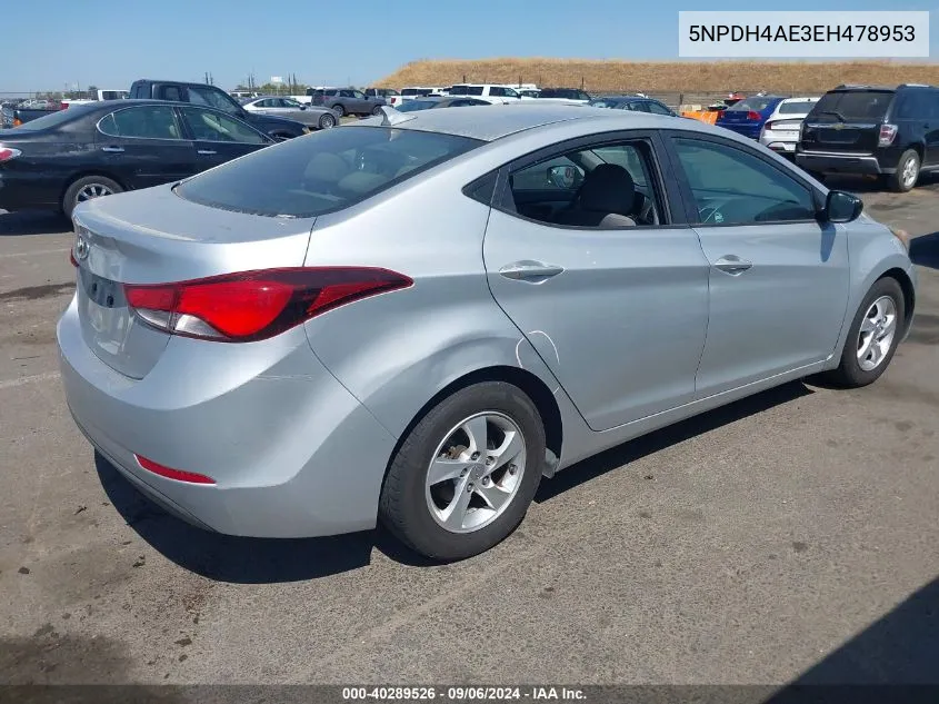 2014 Hyundai Elantra Se VIN: 5NPDH4AE3EH478953 Lot: 40289526