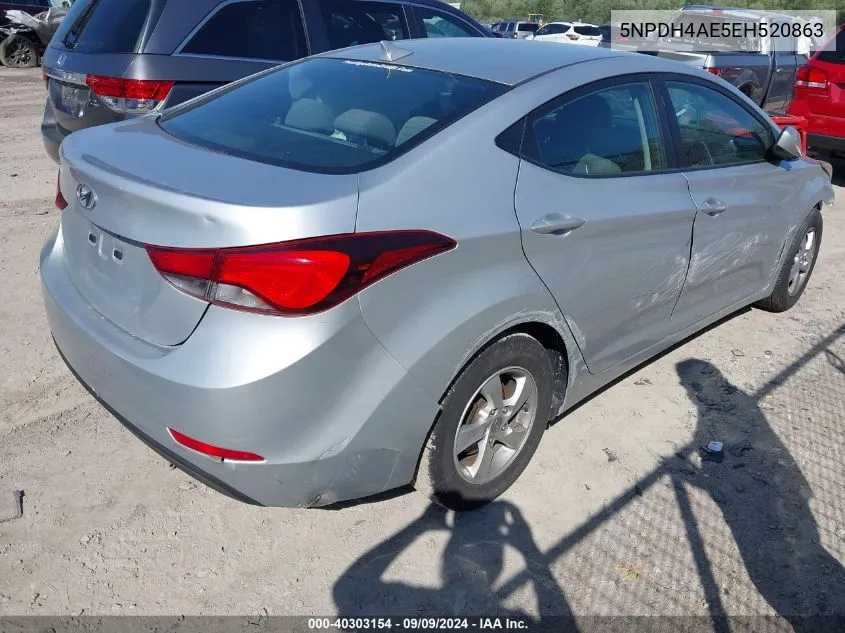 2014 Hyundai Elantra Se VIN: 5NPDH4AE5EH520863 Lot: 40303154