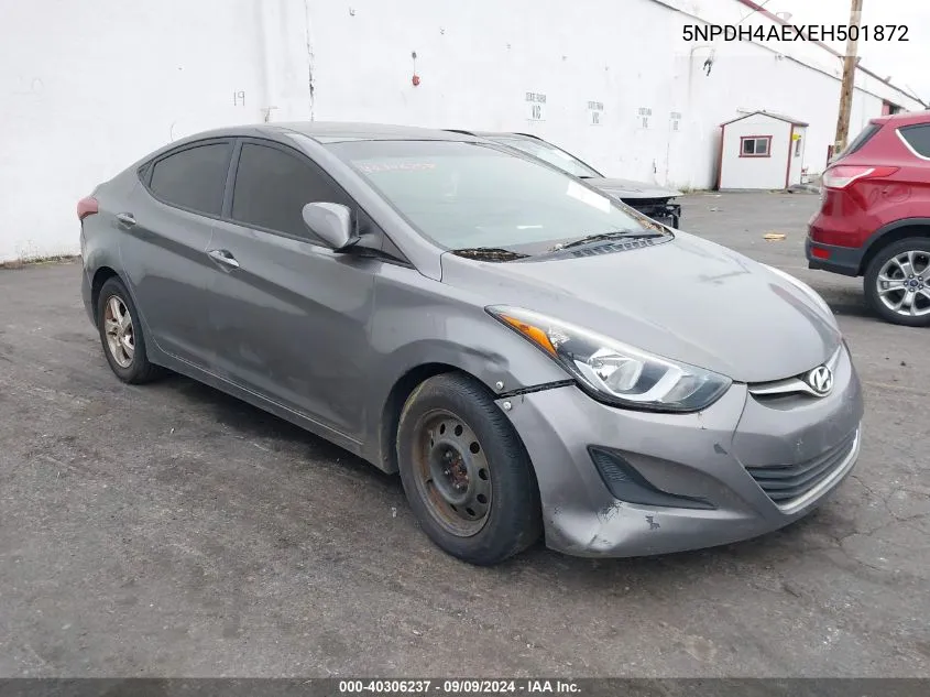 2014 Hyundai Elantra Se VIN: 5NPDH4AEXEH501872 Lot: 40306237