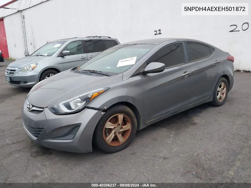 2014 Hyundai Elantra Se VIN: 5NPDH4AEXEH501872 Lot: 40306237