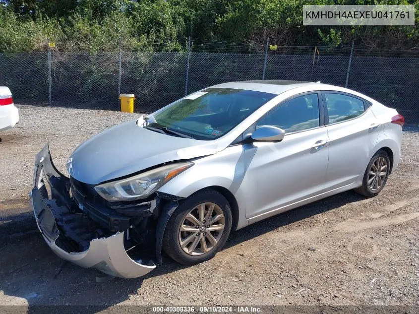 KMHDH4AEXEU041761 2014 Hyundai Elantra Se