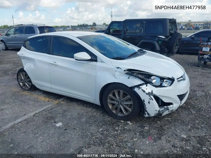 5NPDH4AE8EH477958 2014 Hyundai Elantra Se/Sport/Limited