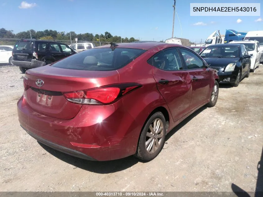 2014 Hyundai Elantra Se/Sport/Limited VIN: 5NPDH4AE2EH543016 Lot: 40313710