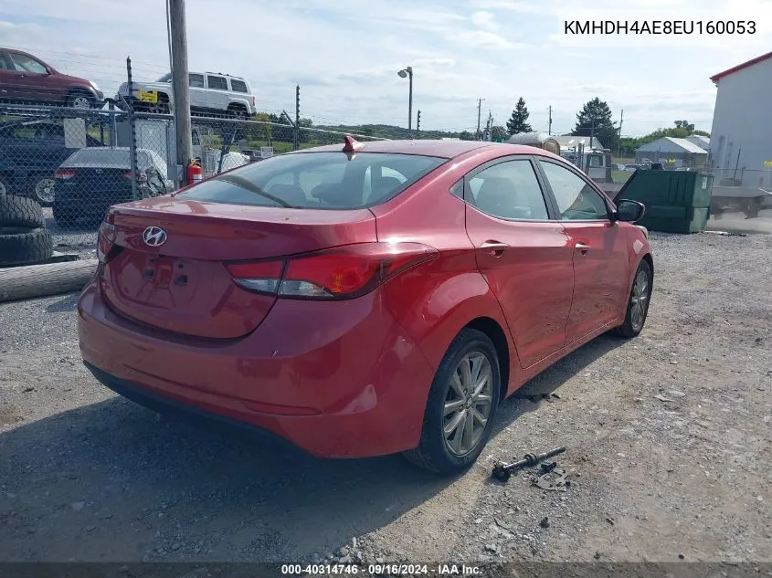 2014 Hyundai Elantra Se VIN: KMHDH4AE8EU160053 Lot: 40314746