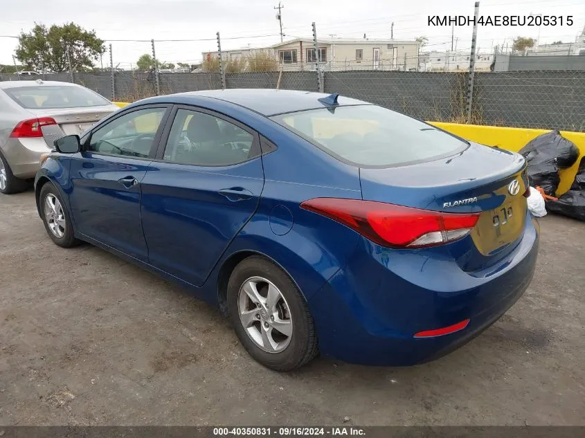 2014 Hyundai Elantra Se/Sport/Limited VIN: KMHDH4AE8EU205315 Lot: 40350831