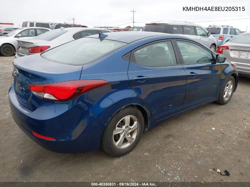 2014 Hyundai Elantra Se/Sport/Limited VIN: KMHDH4AE8EU205315 Lot: 40350831