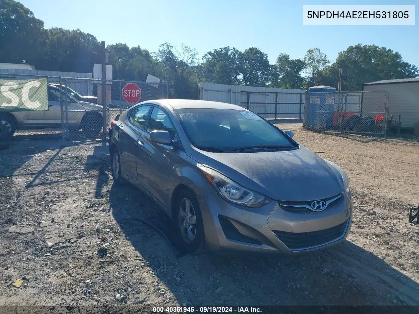 5NPDH4AE2EH531805 2014 Hyundai Elantra Se