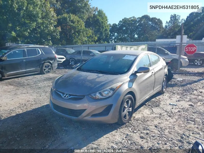 5NPDH4AE2EH531805 2014 Hyundai Elantra Se